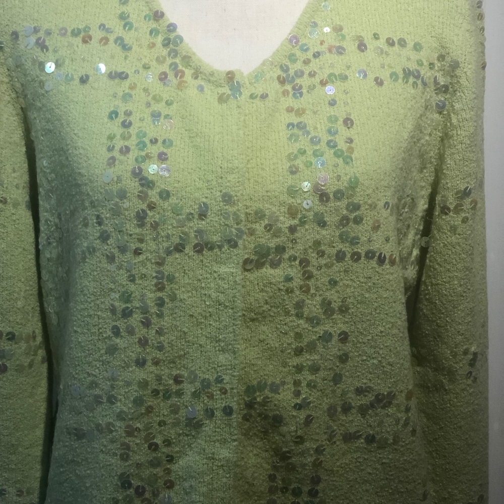 Susan Bristol Sequins Cardigan Sweater Size Large